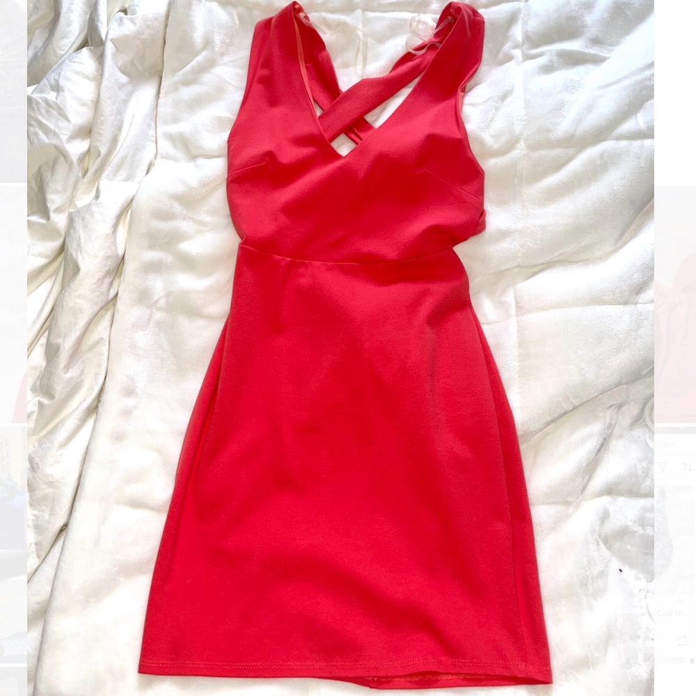 Pink Open Back Coral Mini Dress